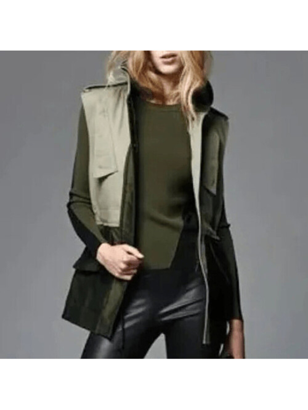 Rag & Bone New York Hooded Utility Vest Olive Green Colorblock XS Size 0
